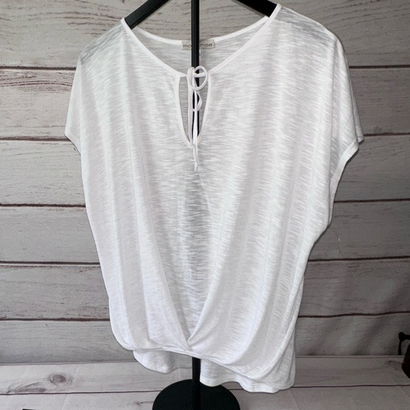Moa Moa White Tie-Front Drape Tee – Size XL Beach Summer Lightweight Vacation - Picture 1 of 5